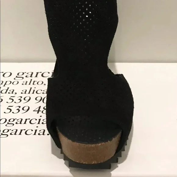Pedro Garcia Petunia Perforated Suede Sandal Black - Picture 6 of 11